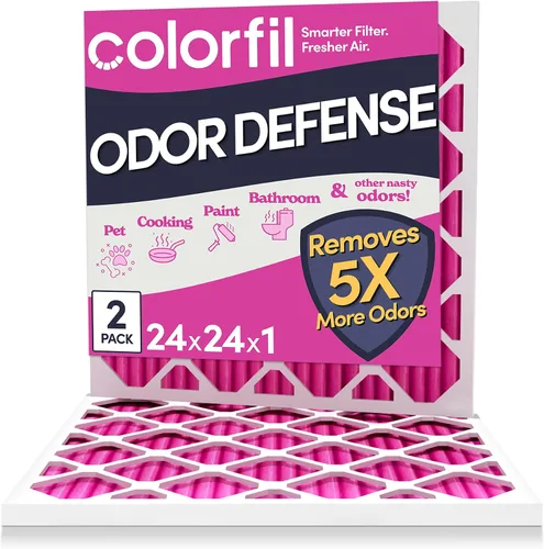 Vista 12 de Colorfil - Filtro de aire de 12 x 12 x 1 pulgadas, filtros que cambian de color para olores de gatos y perros, filtro de aire acondicionado MERV 8