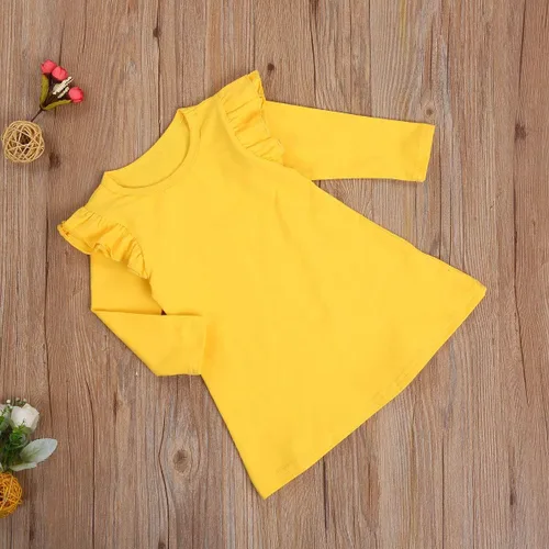 Vista 2 de Baby Girl 'sOne-Piece Skirt Long Sleeve Ruffled Shoulder and Elegant Dress for Little Girls