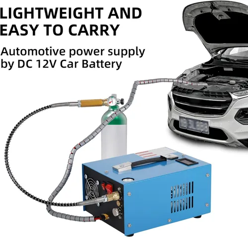 Vista 6 de Compresor de aire PCP, compresor de tanque de buceo de 4500 Psi/30 MPa, fuente de alimentación de 12 V CC/120 V CA, convertidor de potencia
