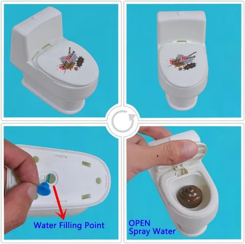 Vista 3 de Cooplay Taburete de juguete de broma, asiento de inodoro, truco de pulverización de agua, divertido en broma, broma divertida para adultos