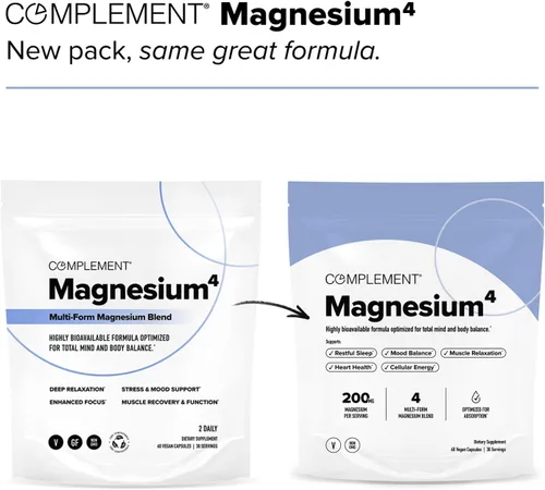 Vista 2 de COMPLEMENT Magnesio - Complejo de 4 formas biodisponibles - Malato, Taurato, Bisglicinato, Orotate - Suplemento para relajación, recuperación