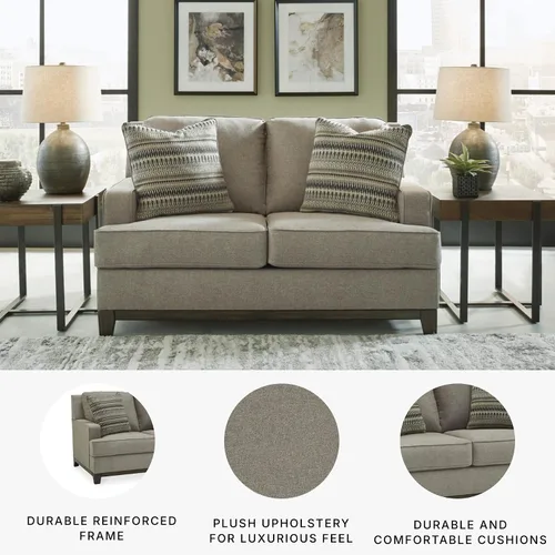 Vista 4 de Signature Design by Ashley Kaywood - Sofá biplaza moderno con almohadas decorativas, color gris