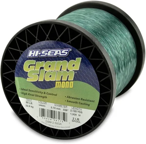 Vista 30 de HI-SEAS Grand Slam - Sedal de pesca de monofilamento, fuerte y resistente a la abrasión, en agua dulce y salada transparente, rosa, verde, azul