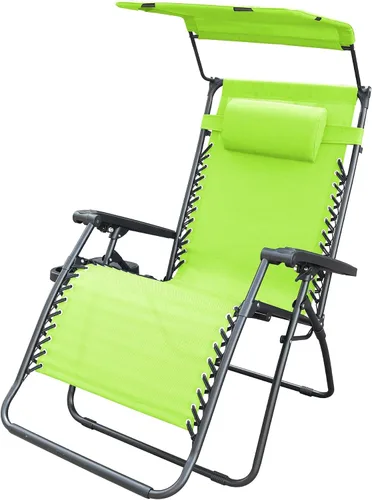 Vista 11 de Jeco Silla de gravedad cero de gran tamaño con sombrilla y bandeja de bebidas - Negro