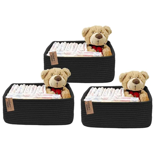 Vista 10 de COMFY-HOMI Cestas de almacenamiento de 11.5 x 7.5 x 4.7 pulgadas para organizar, cesta tejida de cuerda de algodón, caja de almacenamiento de marrón