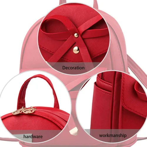 Vista 3 de Bonita mochila de piel con lazo para mujer