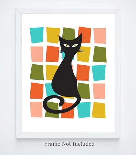Vista 4 de WESTBROOK DESIGN STUDIO Impresión artística moderna de mediados de siglo con diseño de gato atómico, decoración abstracta sin marco, 11 x 14