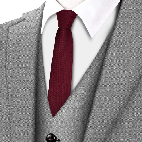 Vista 2 de GUSLESON Corbata delgada de color sólido de 2.4" (6cm) para hombres