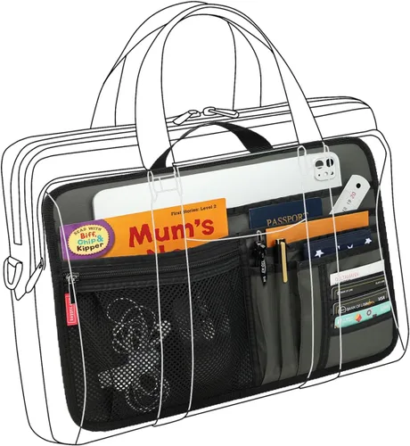 Vista 2 de Organizador grande para maletín para trabajo, oficina, documentos, portátil, organizador de almacenamiento (L, gris)