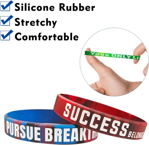 Vista 8 de QEERBSIN Paquete de 12 pulseras motivacionales para hombres, mujeres y adolescentes, pulseras inspiradoras de silicona unisex para adultos