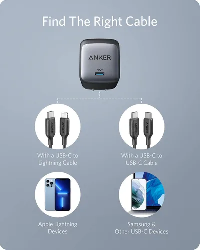 Vista 12 de Anker Nano 65W GaN II PPS USB C, cargador plegable compacto rápido