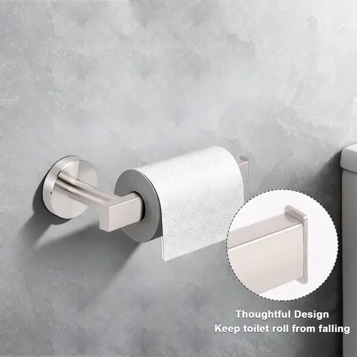 Vista 4 de NearMoon Soporte cuadrado de papel higiénico para baño, acero inoxidable SUS304 de alta calidad, montado en la pared, para baño, cocina, baño Níquel