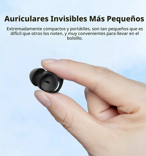 Vista 4 de Auriculares invisibles para dormir, pequeños y cómodos con bloqueo de ruido, auriculares inalámbricos Bluetooth 5.3, auriculares intraurales