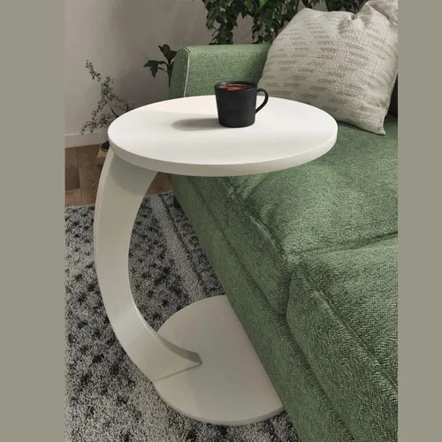 Vista 9 de Mesa auxiliar en forma de C para sofá, lugares pequeños, mesa auxiliar redonda de mármol sintético negro, ahorradora de espacio, mesa lateral