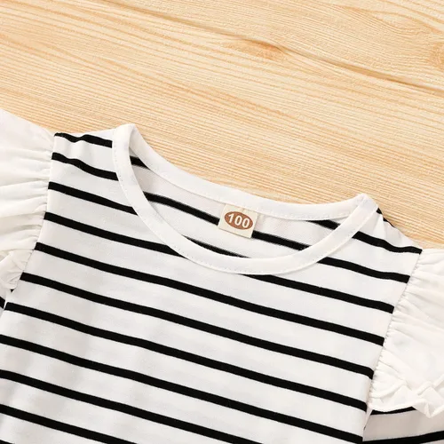 Vista 4 de Conjunto de ropa de bebé de 3 piezas para niñas pequeñas overol floral y falda con correa