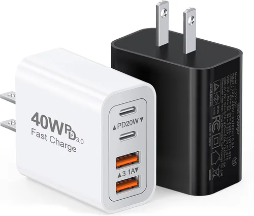 Vista 15 de [Paquete de 2] Cargador de pared USB C, cargador tipo C de 40 W, bloques de 40W 2Pack Azul bebé