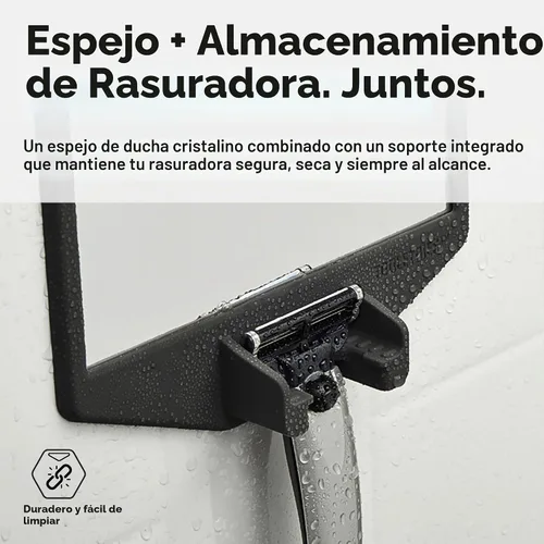 Vista 4 de TOOLETRIES The Joseph - Espejo de ducha para afeitado y soporte para Gris antracita