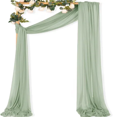 Vista 46 de MLMC 1 panel de tela para arco de boda azul bebé, 29 x 20 pies, cortinas de gasa extralargas transparentes de 6.6 yardas, paneles de cortinas