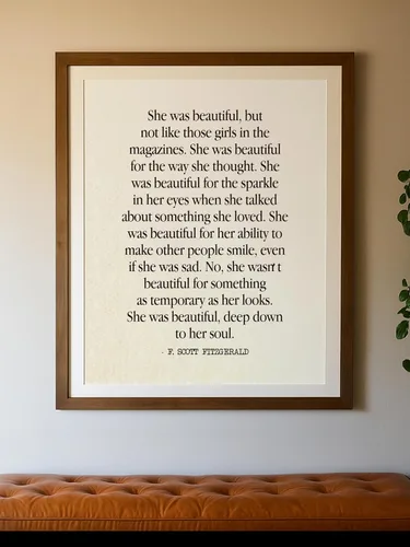 Vista 6 de AMERICAN LUXURY GIFTS She Was Beautiful Inspirational Wall Decor Print - 11x14 F. Scott Fitzgerald Quote Print For Living Room Decor, Bedroom Decor