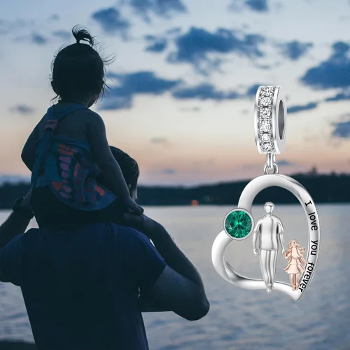 Vista 46 de PROESS Dije para padre, madre e hija, pulsera de plata de ley para pulseras, regalos de cumpleaños, día de San Valentín, para hija, madre, amante