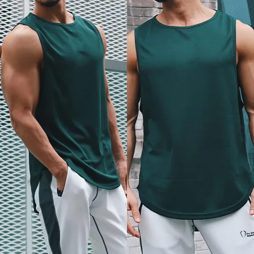 Vista 3 de Mlgaril Camiseta sin mangas para hombre, de secado rápido, para gimnasio, ligera, transpirable, para entrenamiento, fisicoculturismo, fitness