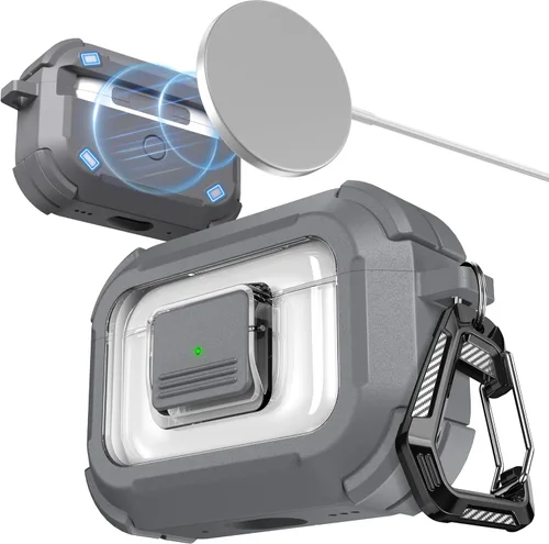 Vista 31 de RFUNGUANGO Funda para AirPods Pro 2, compatible con AirPods Pro de 2ª/1ª generación, compatible con MagSafe, bloqueo automático magnético con kit