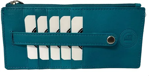 Vista 28 de Leatherboss - Funda para tarjetas todo en uno, cartera delgada con correa de protección para tarjetas, Beige, Cartera con tarjetero