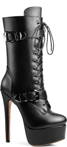 Vista 2 de ANN CREEK Botas de tacón de aguja ultra altas 'Batian' con plataforma y cordones