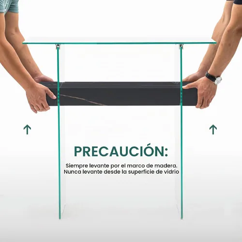 Vista 9 de ivinta Mesa consola de vidrio con almacenamiento, mesa de sofá moderna y estrecha de 31.5 pulgadas para espacios pequeños con estantes de madera