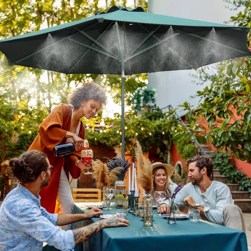 Vista 2 de Sistema de refrigeración por nebulización al aire libre – Mister de jardín de patio de 82 pies (82.0 ft) con 30 boquillas de latón y adaptador