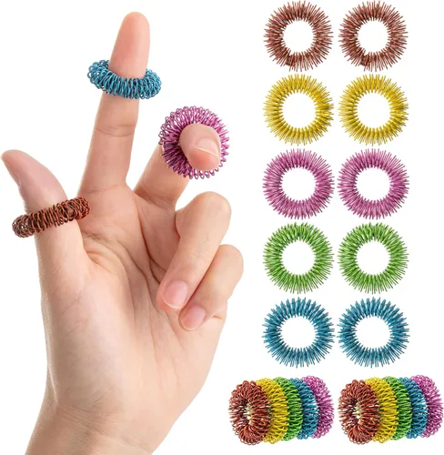 Vista 12 de Mr. Pen- Anillos sensoriales con puntas, paquete de 10, coloridos Stress Relief Fidget Sensory Toys, Fidget Ring for Anxiety, Massager