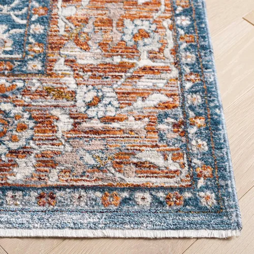 Vista 7 de SAFAVIEH Heirloom Collection - Alfombra de área de 4 x 6 pies, color azul/óxido, diseño geométrico, antideslizante, ideal para zonas de alto tráfico