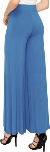 Vista 53 de Made By Johnny Pantalones palazzo elásticos de pierna ancha para mujer, lisos, casuales, cómodos