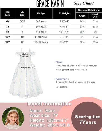 Vista 2 de GRACE KARIN Vestido de niña con hombros descubiertos y lentejuelas brillantes con nudo de lazo, 6-12 años