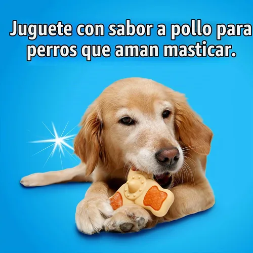 Vista 6 de Hartz Chew ‘n Clean juguete masticable y premio en uno con sabor a pollo, juguete tri-punto para perro, pequeño