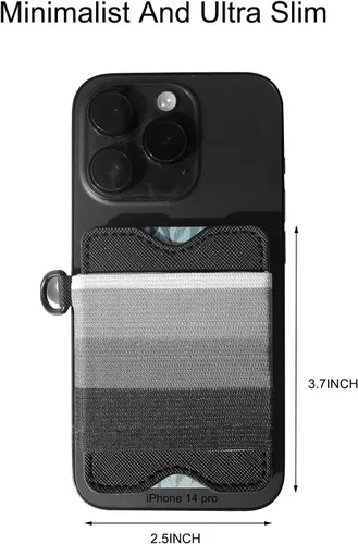 Vista 5 de Tarjetero minimalista para mujeres y hombres, Negro A, Minimalista