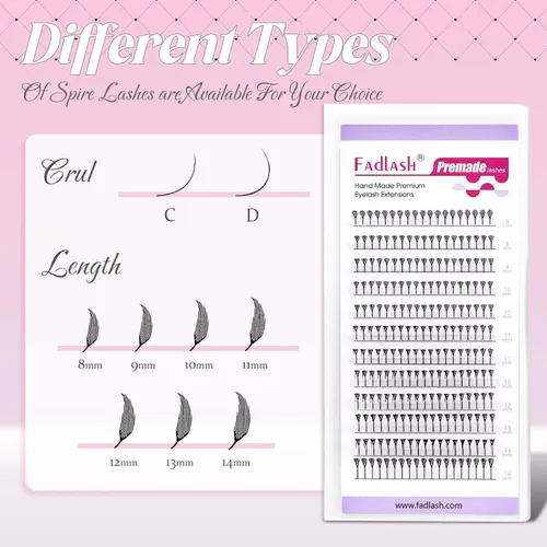 Vista 50 de FADLASH Extensiones de pestañas postizas en abanico con base puntiaguda 10D, extensiones de pestañas postizas de tallo medio, extensiones