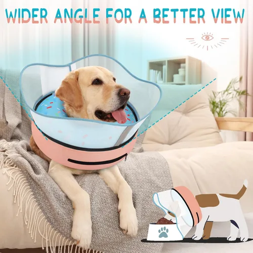 Vista 5 de Supet Collar de Cono Inflable Elevado para Perros para Evitar que se Laman, Alternativa de Cono Suave para Perros Después de Cirugía, Collar de Dona