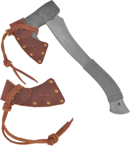 Vista 6 de Funda de cuero para hacha, funda de piel de búfalo para la cabeza del hacha con trabillas para cinturón, protector de hacha