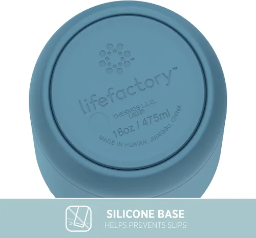 Vista 7 de Lifefactory Botella deportiva aislada al vacío de acero inoxidable de 16 onzas, mezclilla oscura