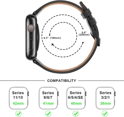 Vista 5 de Anlinser Correas compatibles con Apple Watch Band de 1.654 pulgadas, 1.614 pulgadas, 1.575 pulgadas, 1.496 pulgadas, para mujeres y hombres, diseño