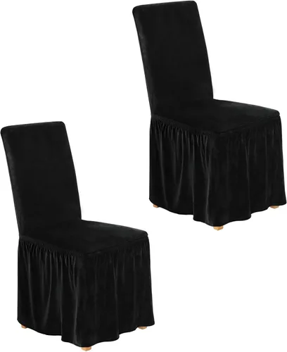Vista 36 de NICEEC Fundas de silla de elastano para sillas de comedor, juego de 2 fundas de silla de comedor extraíbles con falda, fundas para sillas Parson