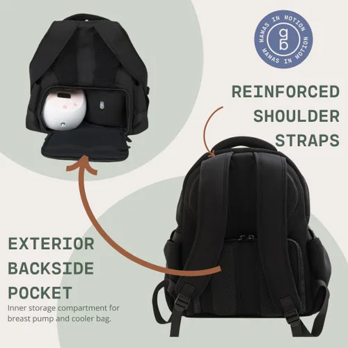 Vista 5 de Extractor de leche y bolsa de pañales compatible con Spectra S1, S2, Medela, neopreno portátil para bebés, enfriador de leche materna de viaje, Negro