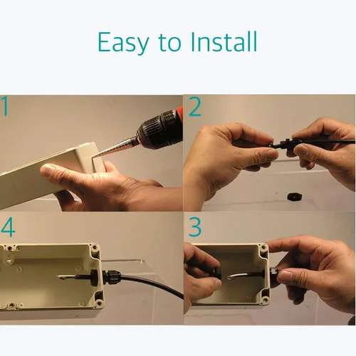 Vista 7 de Lantee PG 21 Prensaestopas de cable - 20 piezas de plástico blanco nylon impermeable conector de montaje de las glándulas de alambre