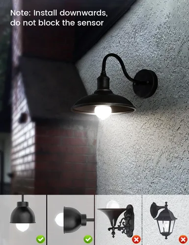 Vista 6 de OHLUX Bombillas con sensor de movimiento equivalente a 13 W y 120 W, bombilla de seguridad activada por movimiento del atardecer al amanecer