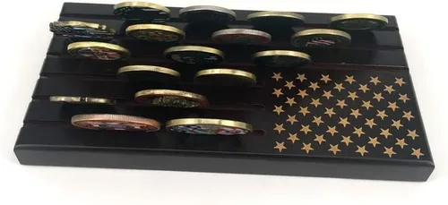 Vista 4 de WOERDA Exhibición de monedas de desafío de 6 filas con bandera americana