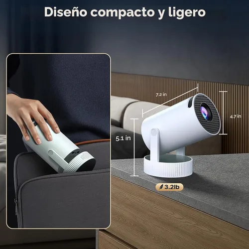 Vista 9 de Mini proyector con WiFi y Bluetooth, proyector portátil con batería incorporada, 4K compatible con Android 11.0 Proyector inteligente