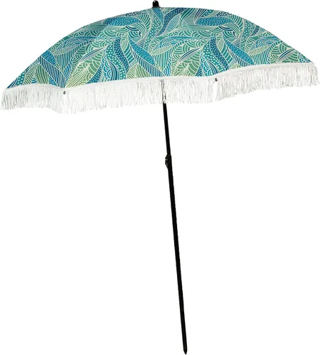 Vista 50 de Sombrilla de playa para arena, resistente al viento, con bolsa de anclaje de arena, portátil, flecos, bolsa de mezclilla, cuenta con parte inferior