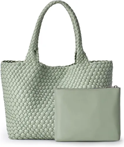 Vista 13 de Bolso de hombro tejido para mujer, asa superior de moda, piel vegana suave