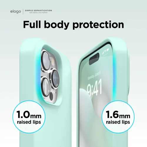 Vista 6 de elago Compatible con Funda para iPhone 14 Pro, Funda de Silicona Líquida, Cubierta Protectora de Cuerpo Completo, A Prueba de Golpes, Funda Delgada